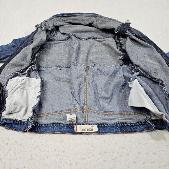 Upcycled Jean Jacket Denim Levis Patched Patched Unique Handmade‎ Unique Open - Picture 3 of 10